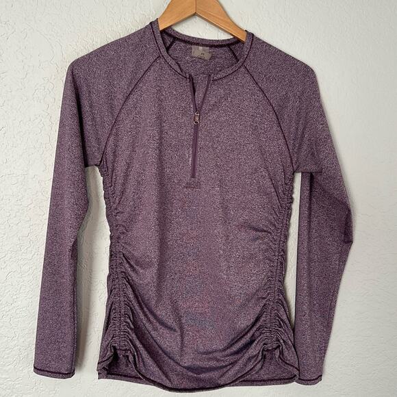 NEW Calia Purple Pullover Top 1/2 Zip Ruched Drawstring Sides Athletic - Picture 1 of 8